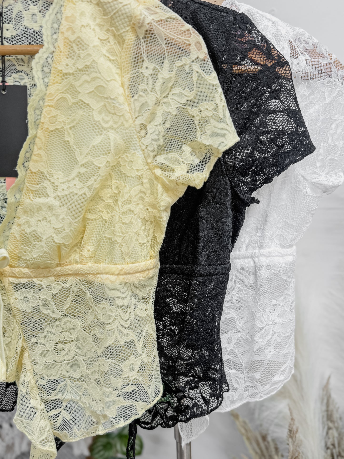 Eden Short Sleeve Lace Cardigan Top