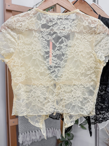 Eden Short Sleeve Lace Cardigan Top