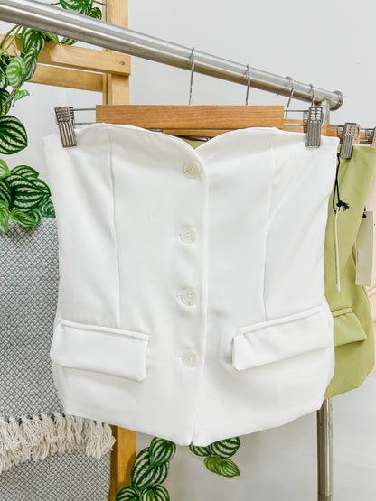 Anya Strapless Button Front Top