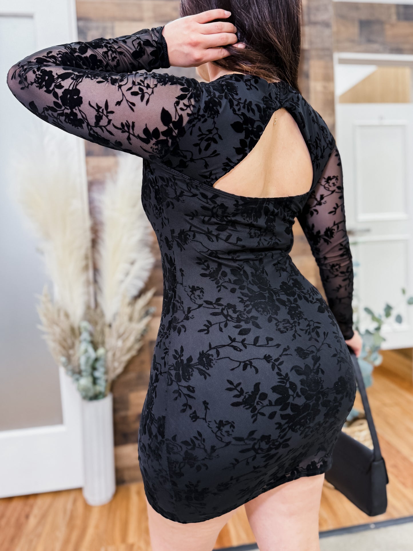 Veronica Velvet Floral Mesh Dress