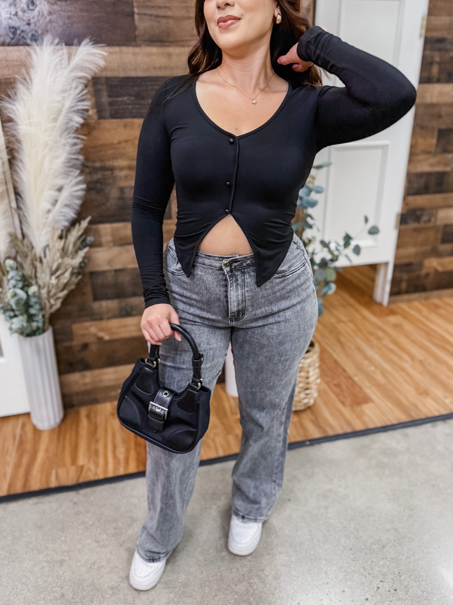 Grace Button Long Sleeve Top