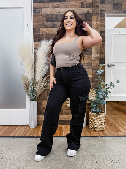 Sadie Cargo Pockets High Rise Jeans