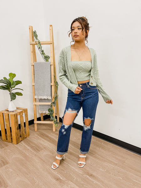 Kelly Sweater Crop Top Set