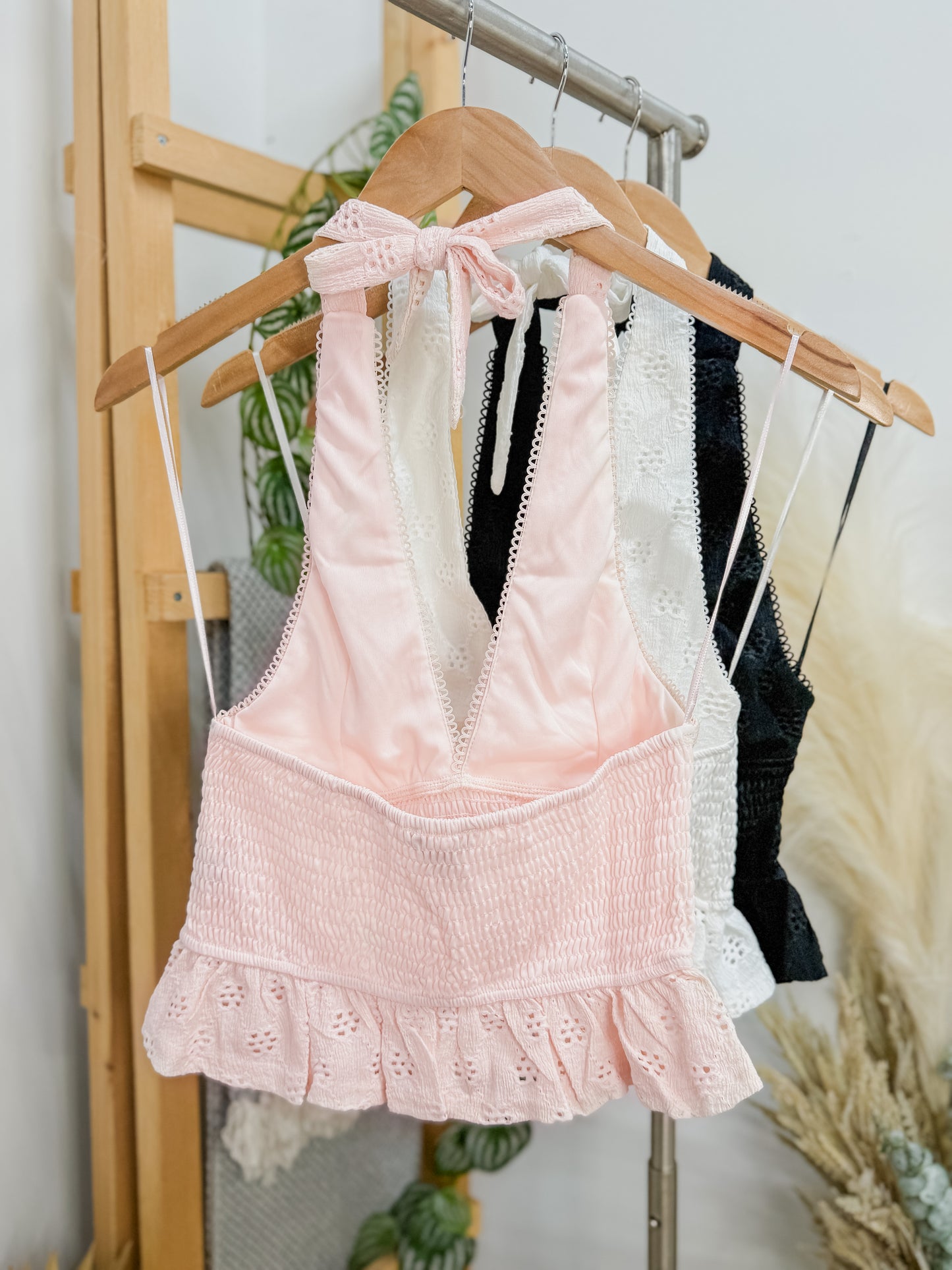 Adriana Halter Floral Eyelet Top