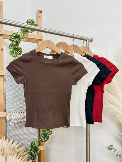 Lisa Ribbed Crop Tee