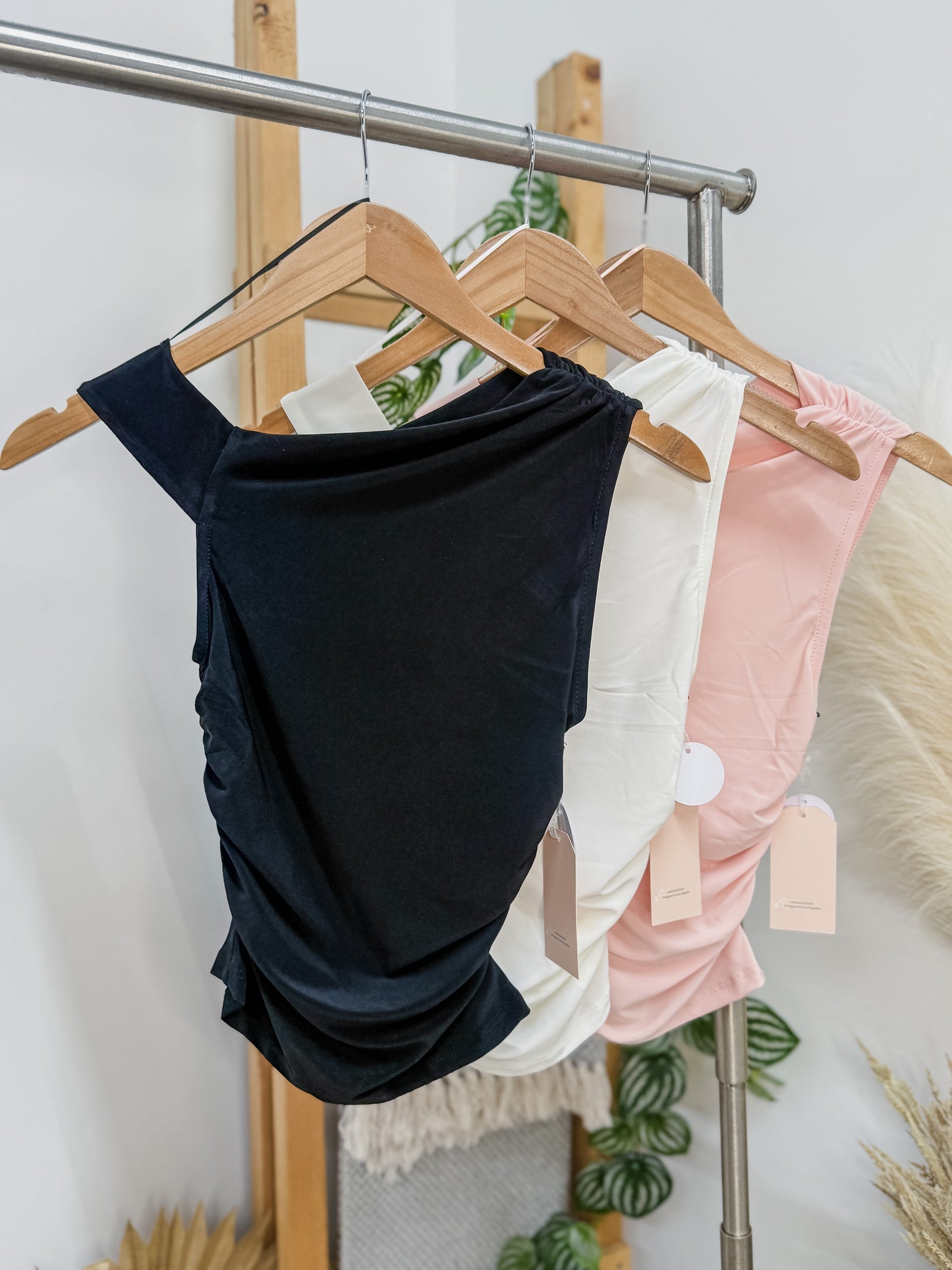Noemi Asymmetrical Neckline Stretch Top