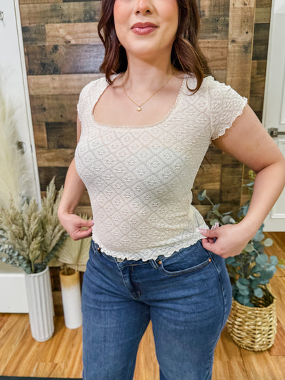 Ellen Scoop Neck Floral Sheer Top