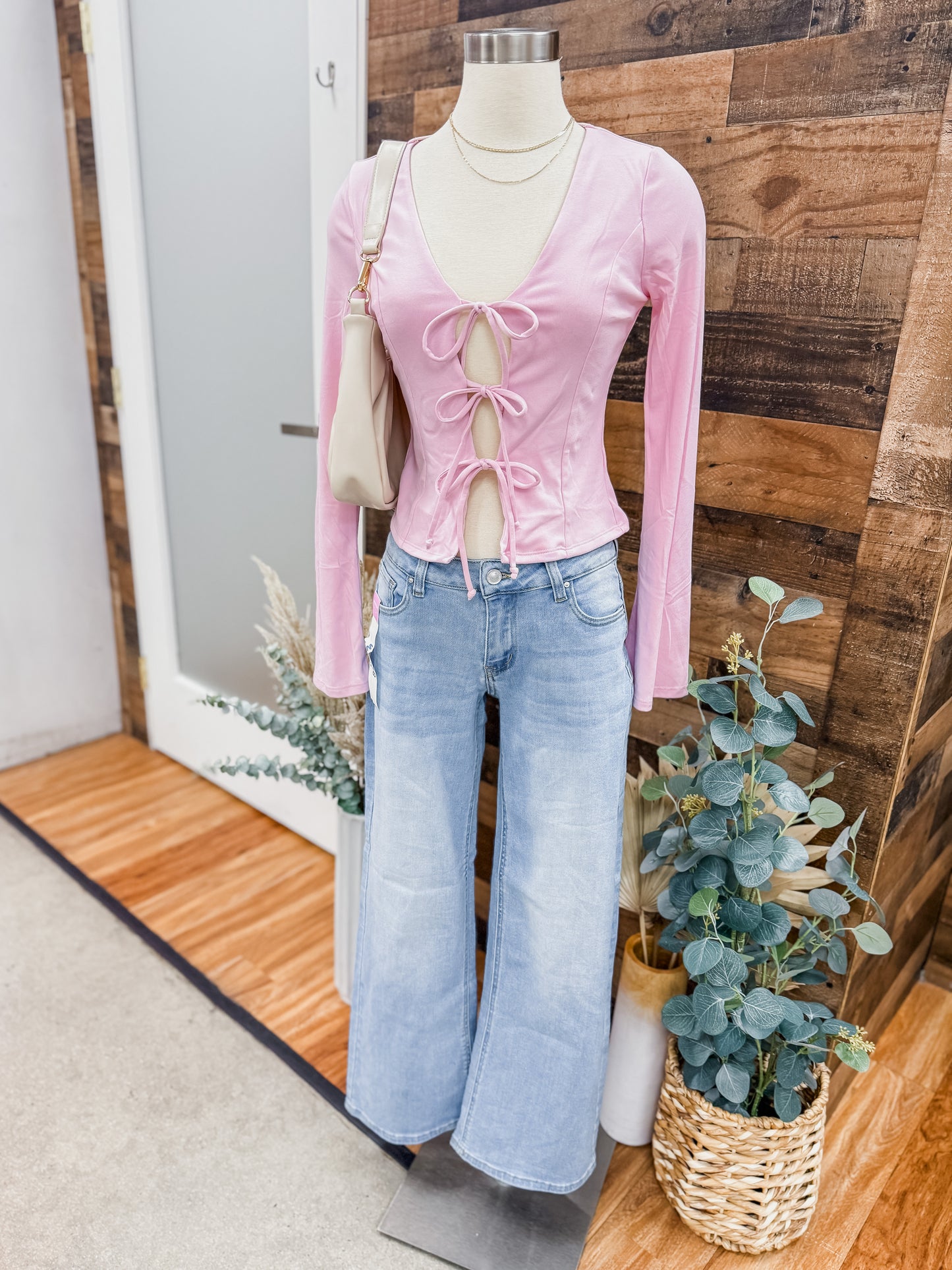 Kendall Tie Front Bell Sleeve Top