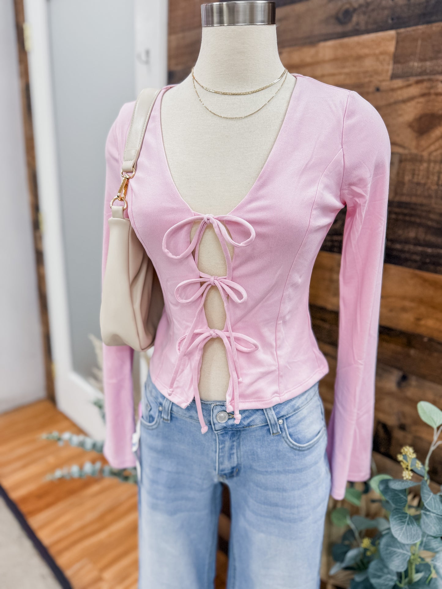 Kendall Tie Front Bell Sleeve Top