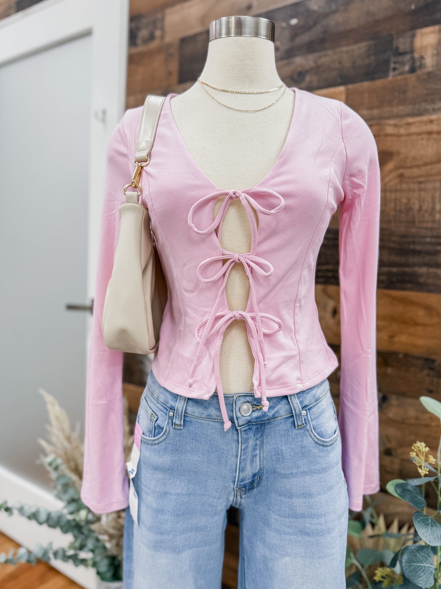 Kendall Tie Front Bell Sleeve Top