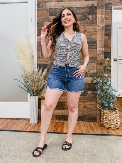 Kylie Gingham Bow Tie Top