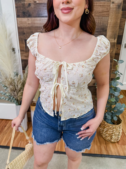 Elsa Dainty Stitched Flower Top