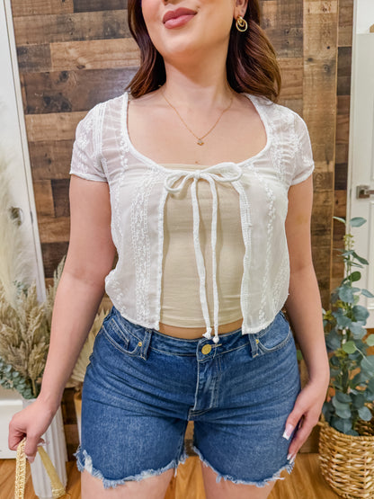 Helen Sheer Short Sleeve Floral Top