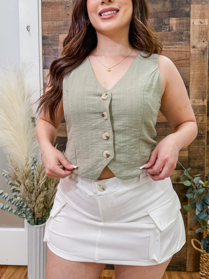 Vivian Striped Woven Vest Top