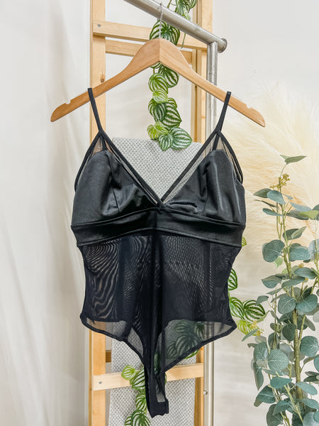 Evangeline Mesh Satin Bodysuit