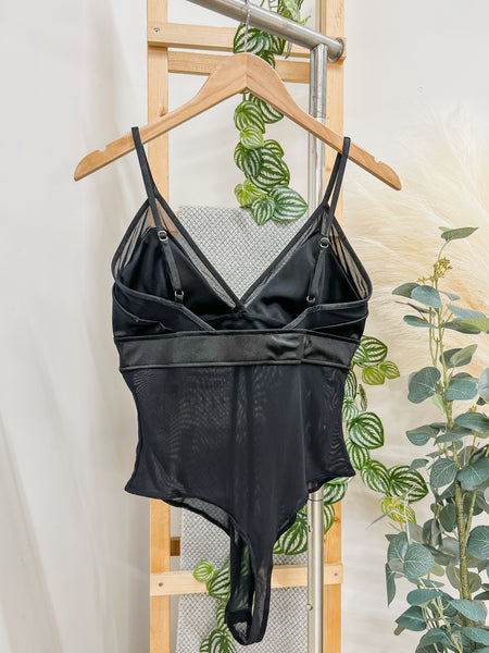 Evangeline Mesh Satin Bodysuit