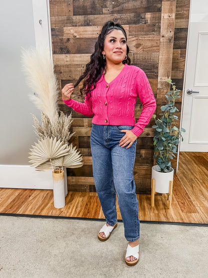 Faye Cable Knit Cardigan Sweater