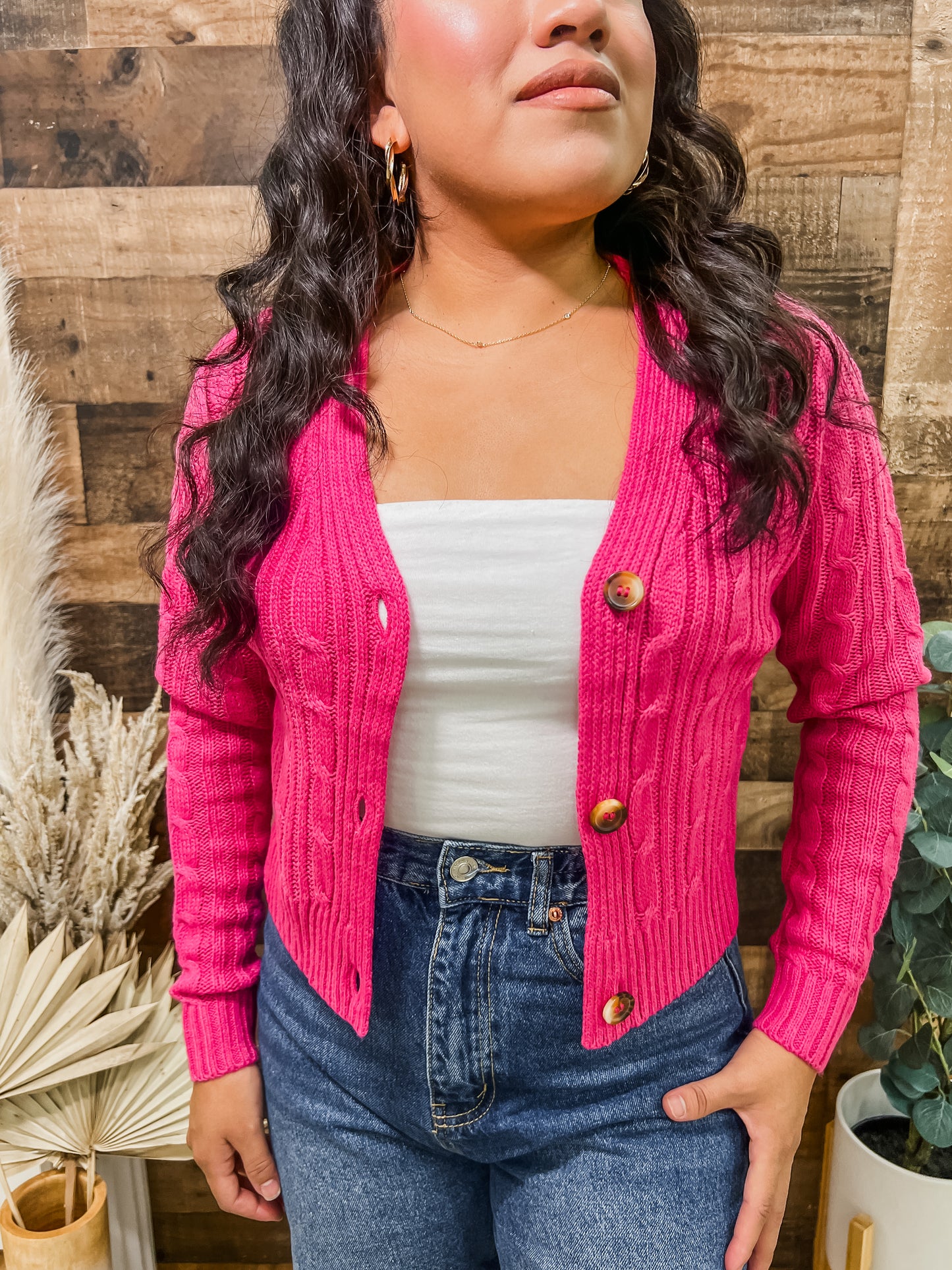 Faye Cable Knit Cardigan Sweater