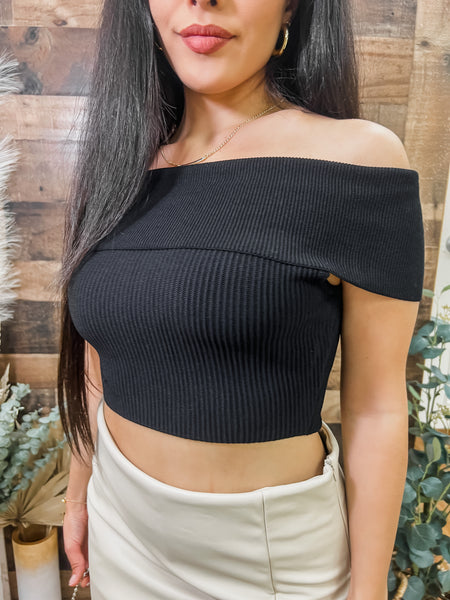 Polly Knit Off Shoulder Cropped Top