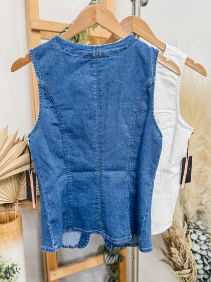 Scarlett Denim Stretch Vest Top