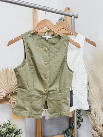 Faye Gold Button Vest Top