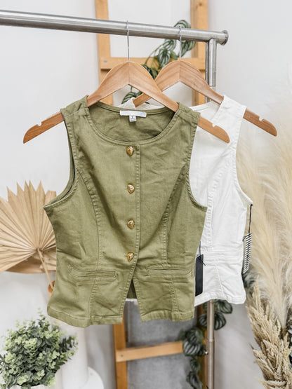 Faye Gold Button Vest Top
