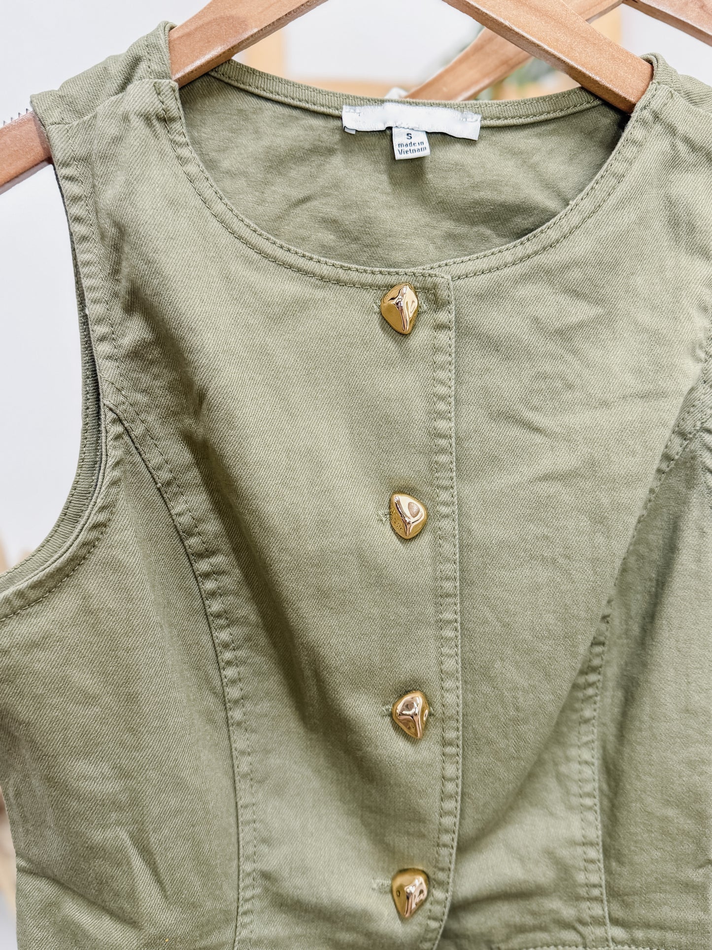 Faye Gold Button Vest Top