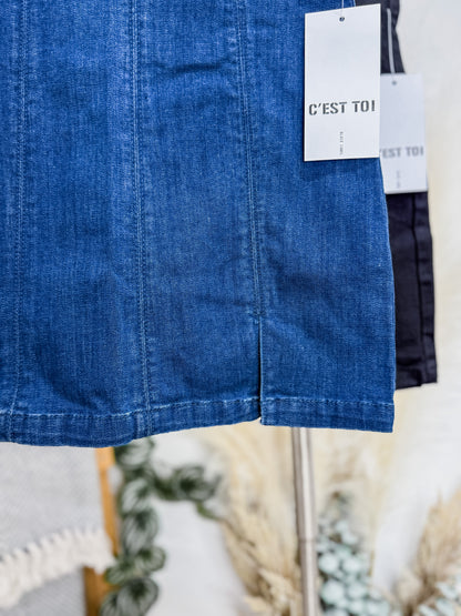 Mariana High Waist Denim Slit Skirt