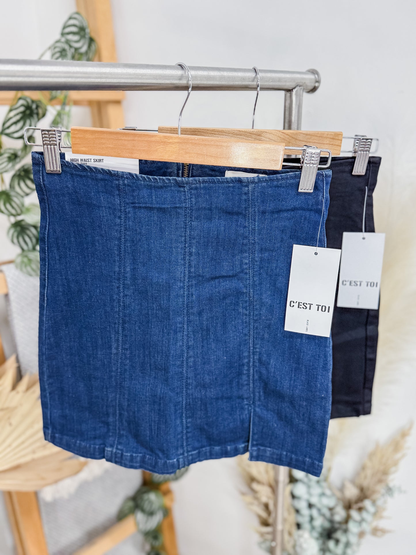 Mariana High Waist Denim Slit Skirt