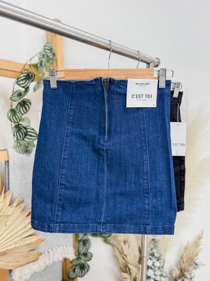 Mariana High Waist Denim Slit Skirt