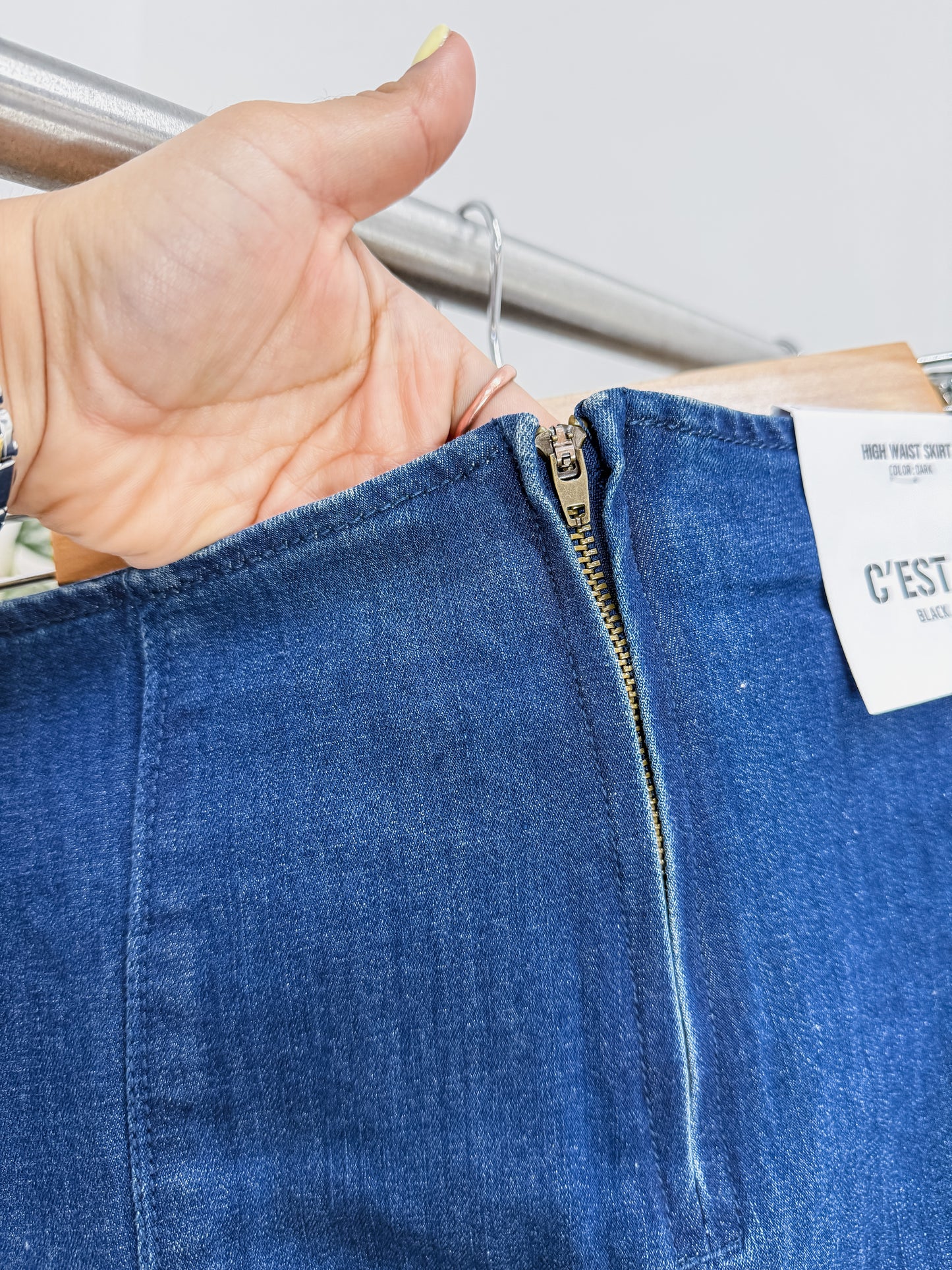 Mariana High Waist Denim Slit Skirt