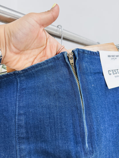 Mariana High Waist Denim Slit Skirt