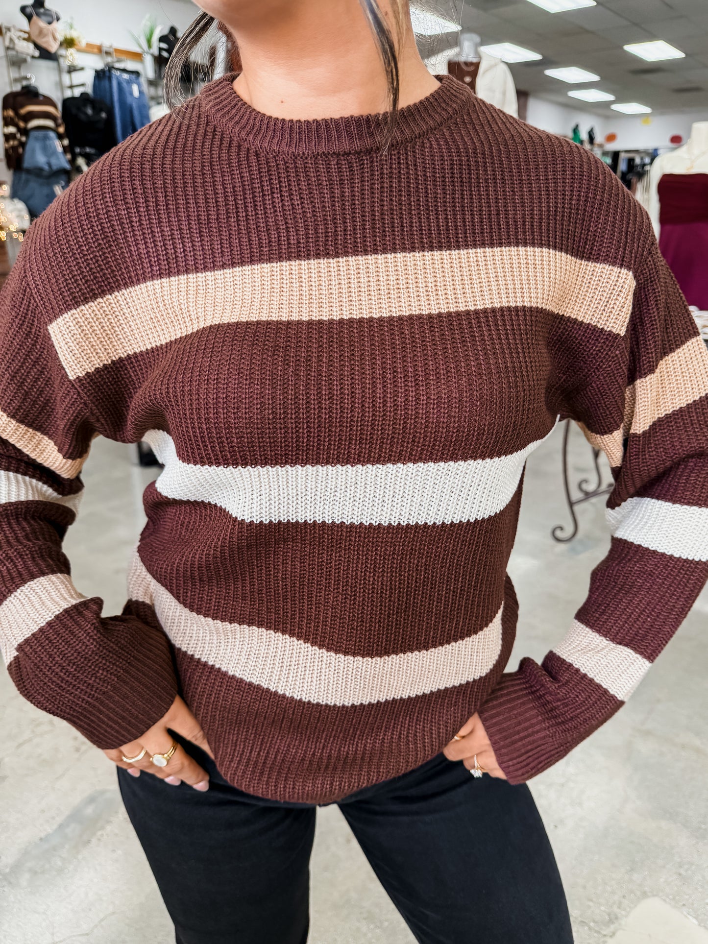 Cozy Knit Striped Sweater