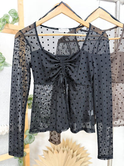 Phoebe Polka Dot Sheer Top