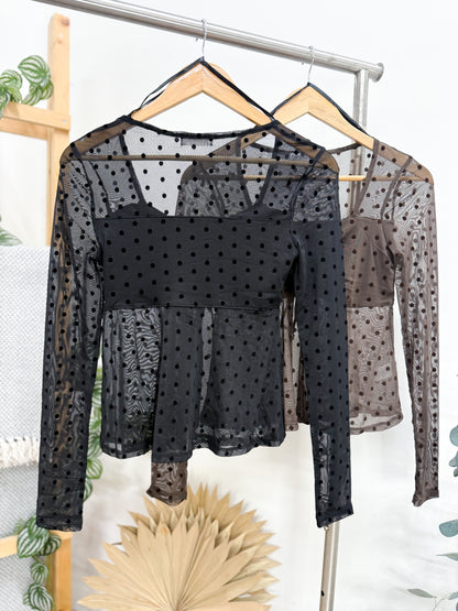 Phoebe Polka Dot Sheer Top
