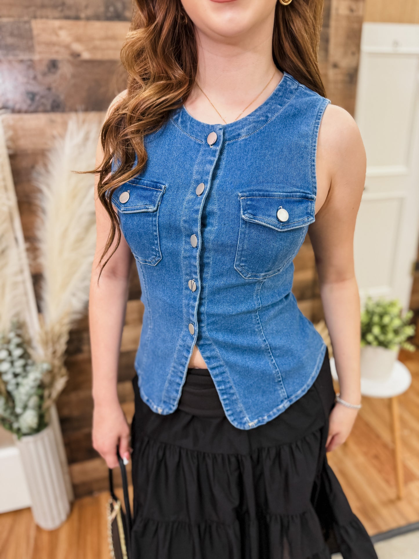 Scarlett Denim Stretch Vest Top