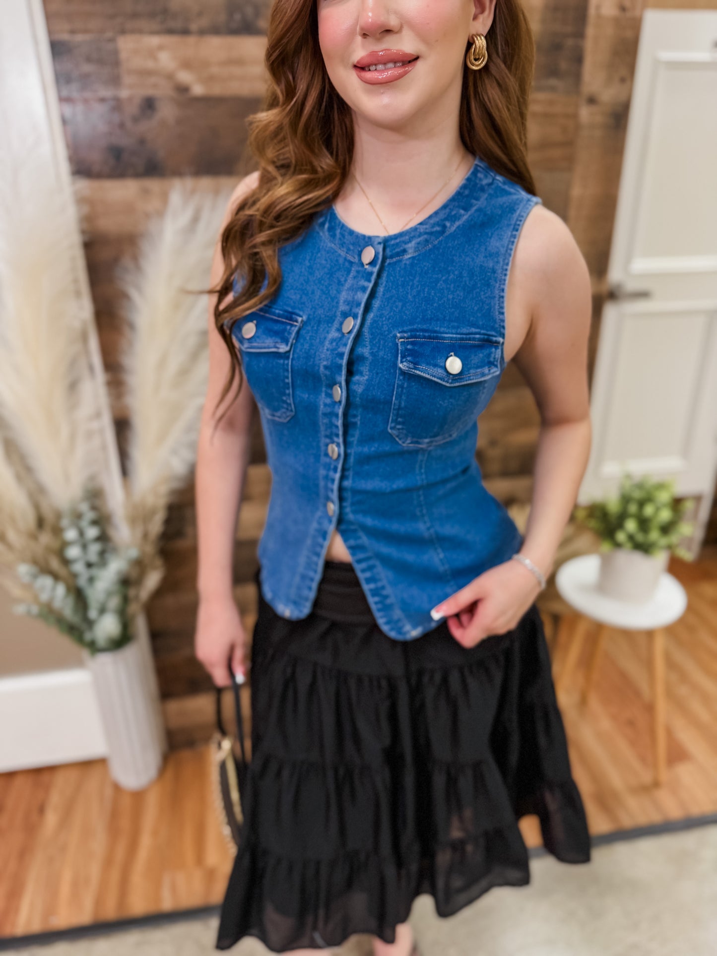 Scarlett Denim Stretch Vest Top