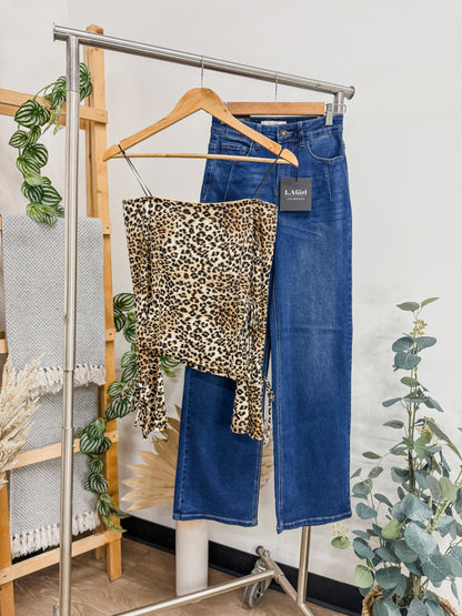 Astrid Cheetah Off Shoulder Top