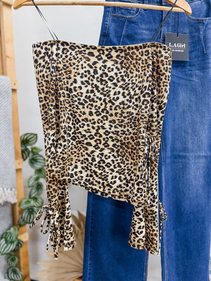 Astrid Cheetah Off Shoulder Top