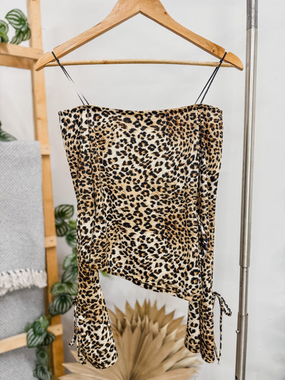 Astrid Cheetah Off Shoulder Top