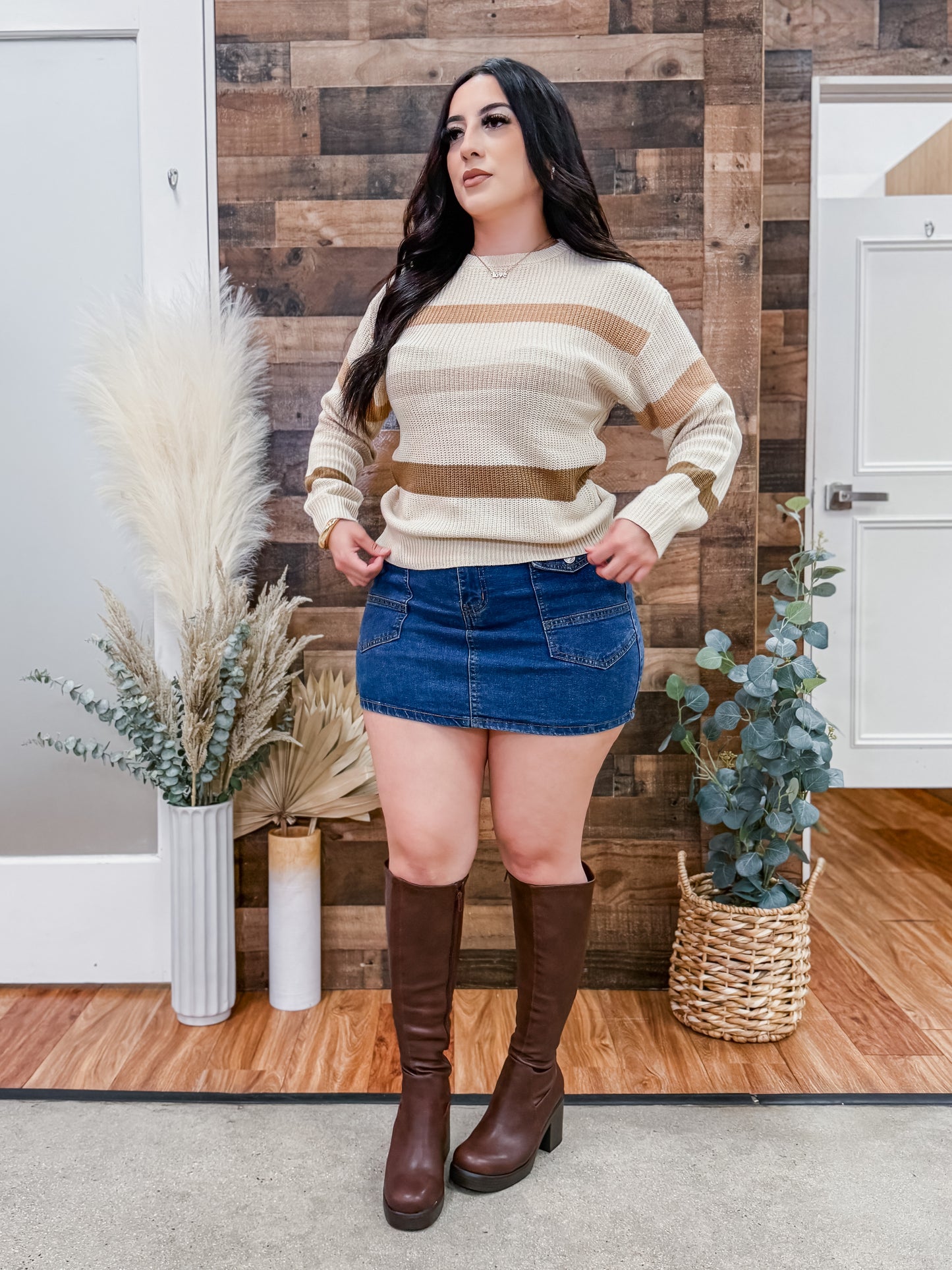 Cozy Knit Striped Sweater