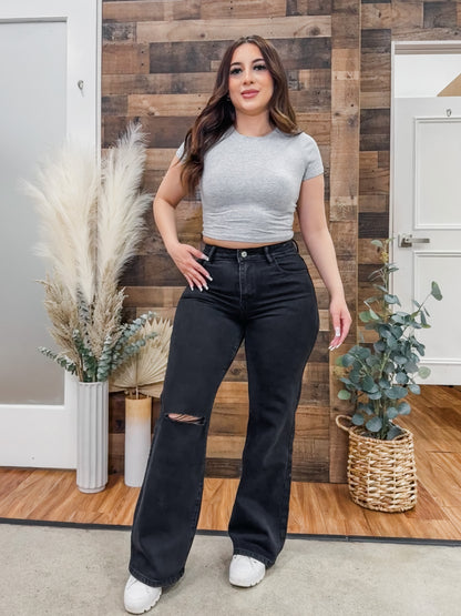 Bianca Knee Slit High Waist Jeans