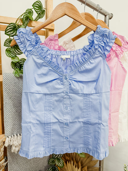 Janette Ruffle Trim Off Shoulder Top