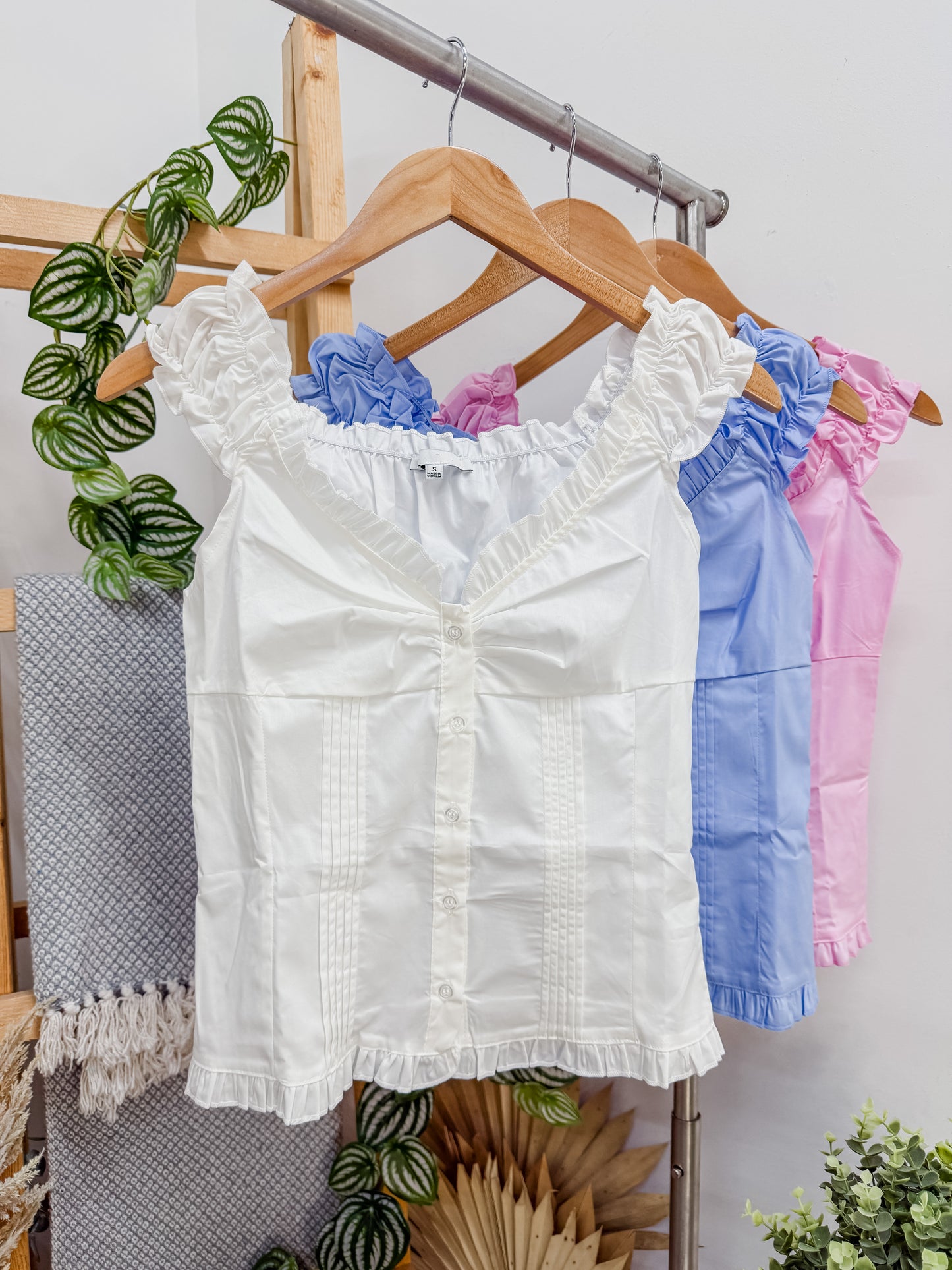Janette Ruffle Trim Off Shoulder Top