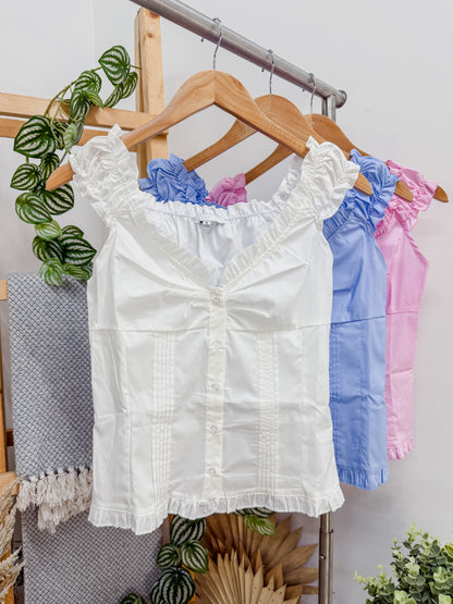 Janette Ruffle Trim Off Shoulder Top