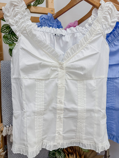 Janette Ruffle Trim Off Shoulder Top