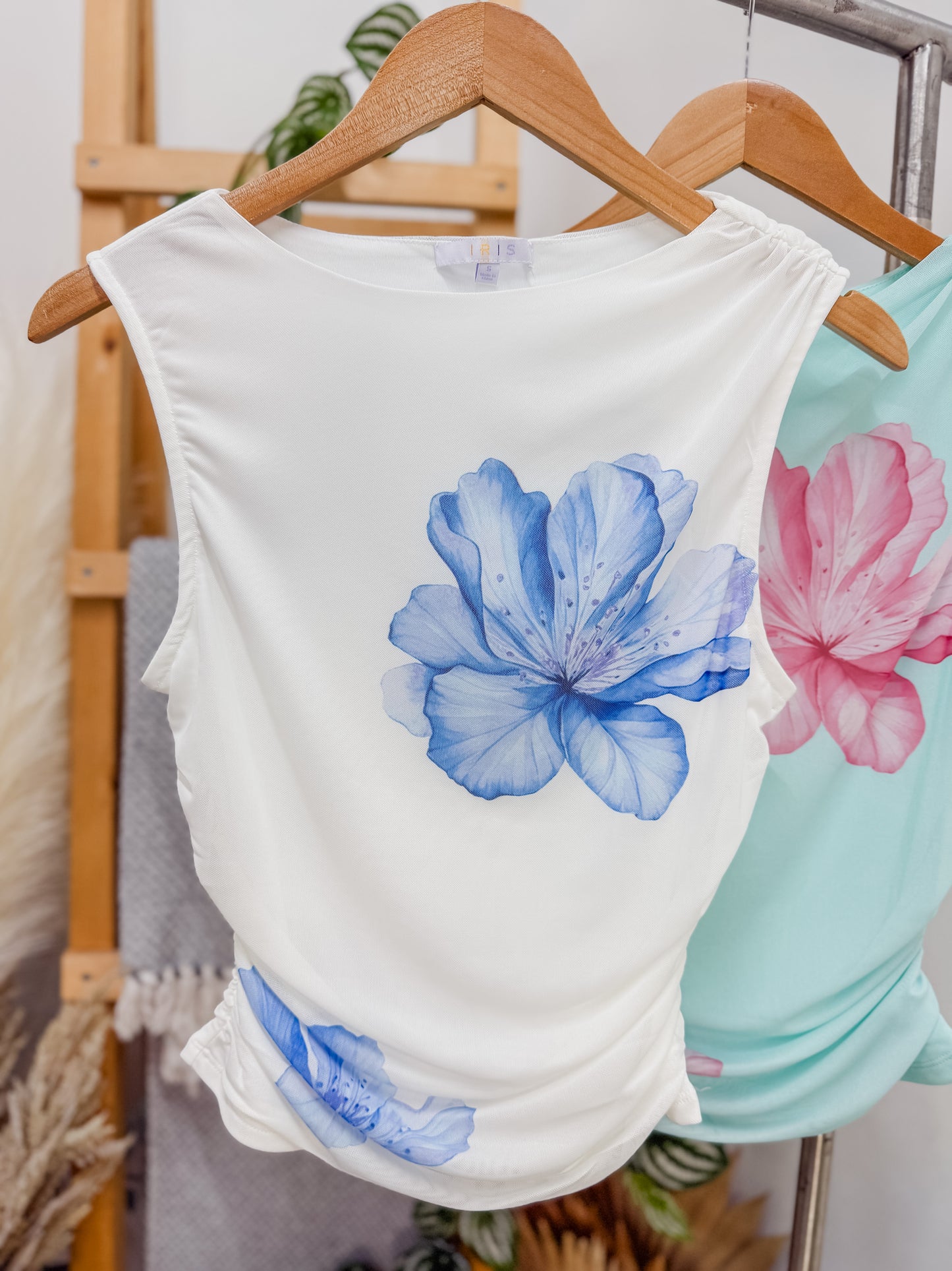 Lorelai  Mesh Floral Drape Top