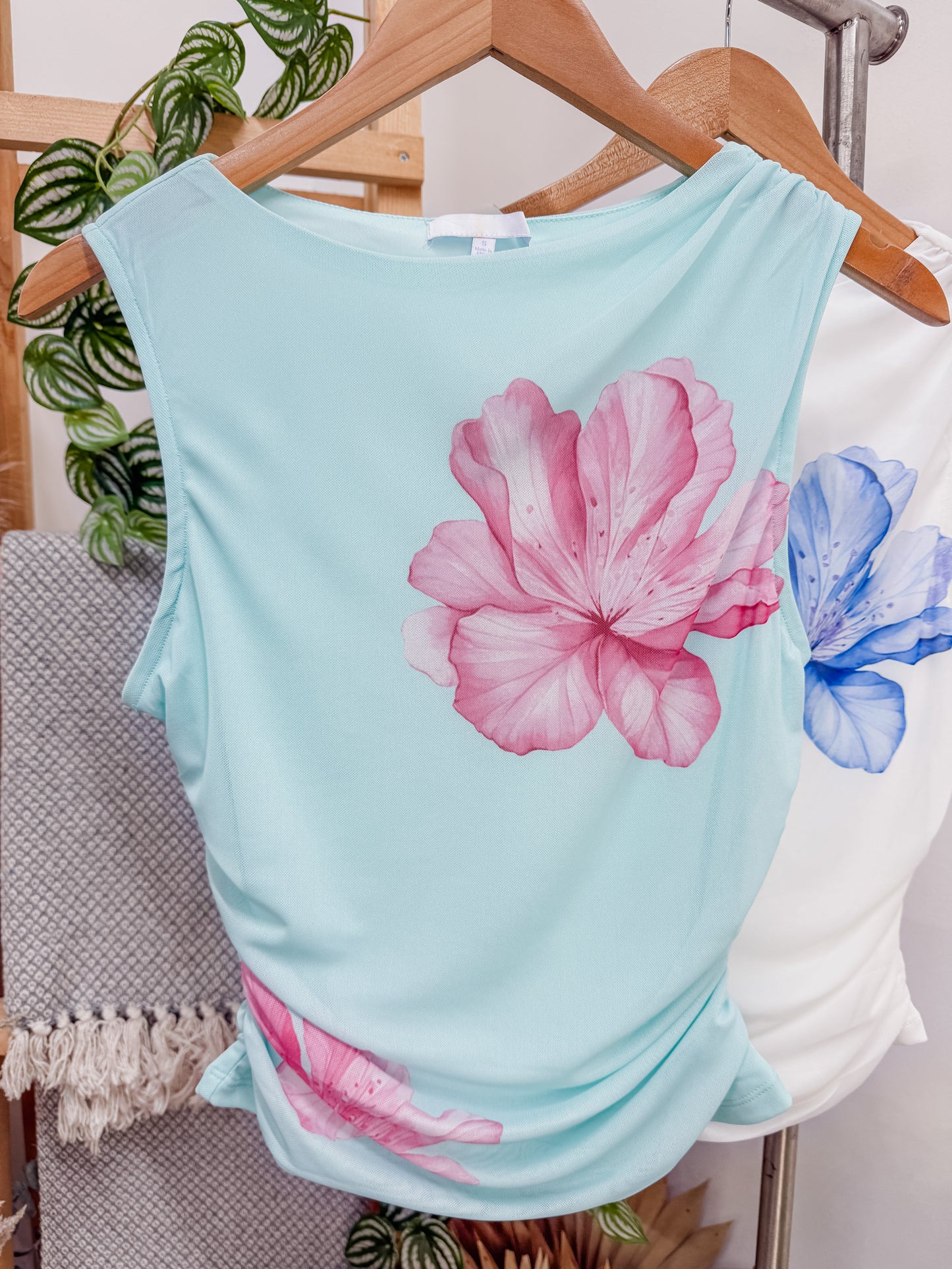 Lorelai  Mesh Floral Drape Top