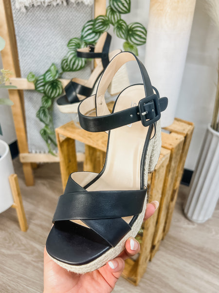 Nicole Cross Strap Wedge Heels