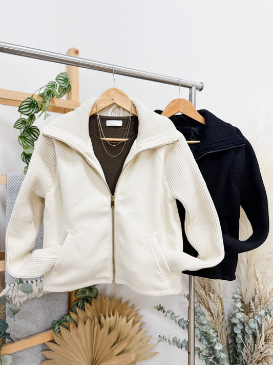 Denise Knit Sleeves Collar Jacket